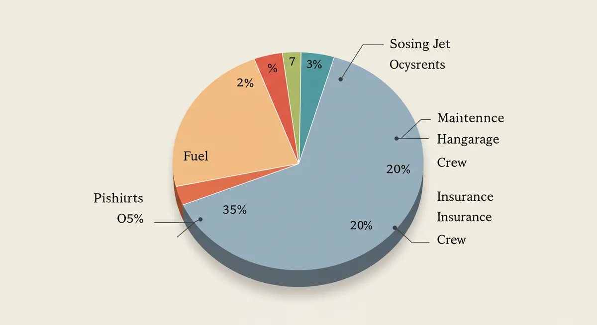 Gráfico de pizza ilustrando porcentagens de custos de operação de jato.