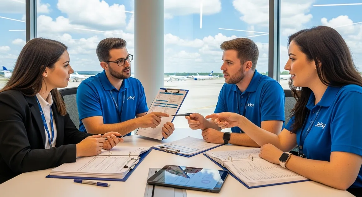 Equipe Jetsy discute planejamento e segurança de voo