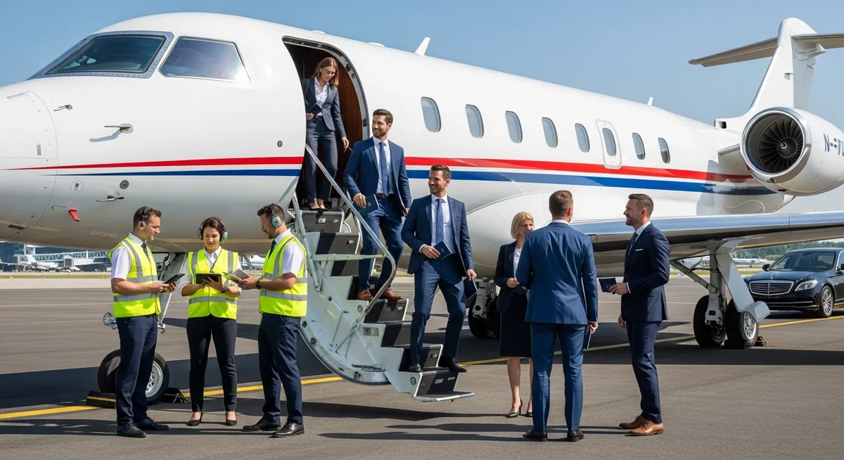 Equipe desembarca de jato executivo sob coordenação de técnicos