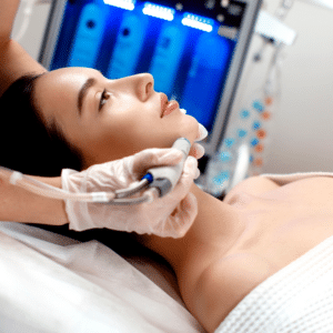 Image of a woman enjoying a HydraFacial treatment to promote the Kat  &  Co special Valentine's Gift Voucher