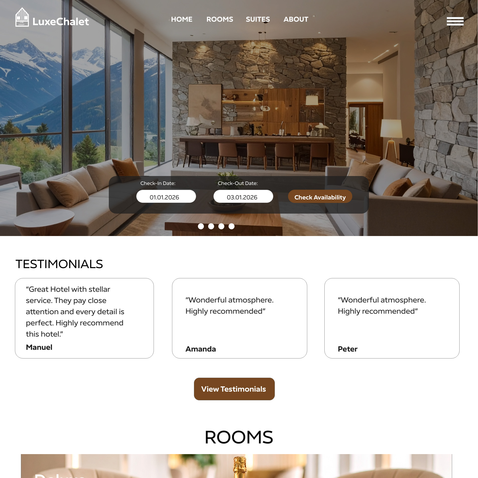 Luxe Chalet - Luxury Hotel Webdesign