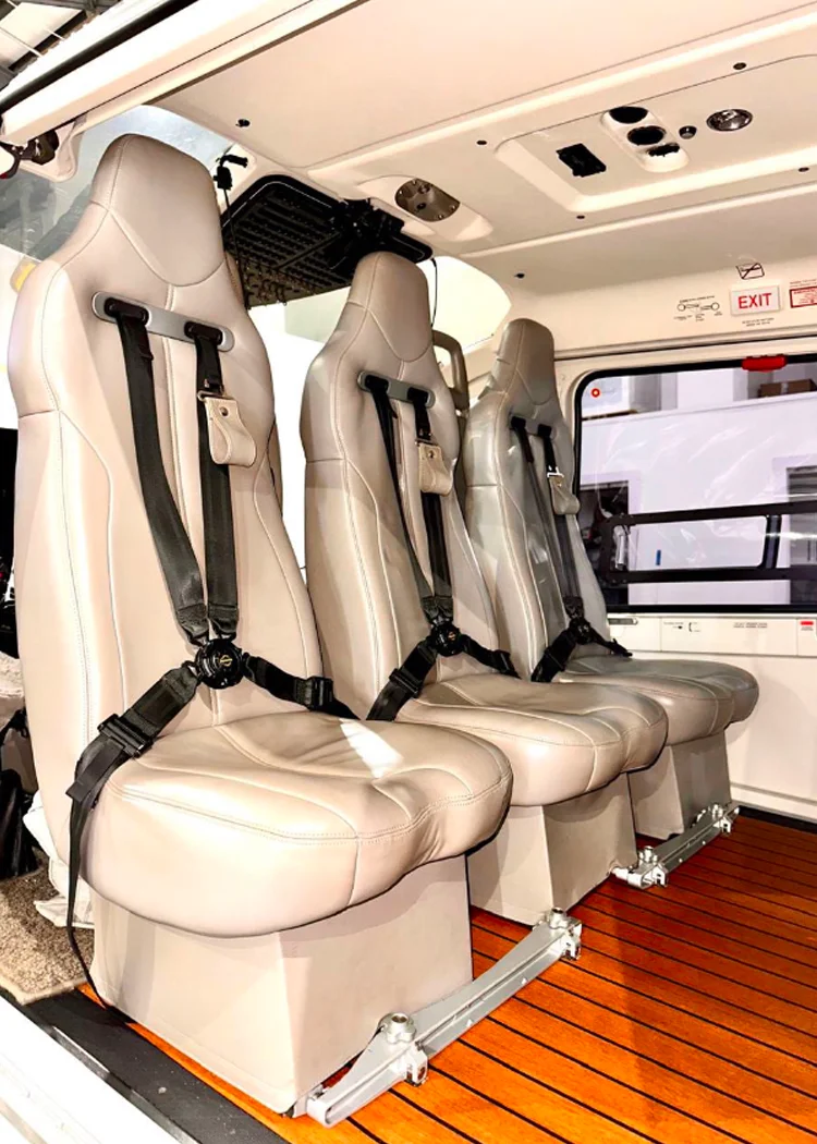The main cabin of the Falcon 2000LX through the forward galley toward the cockpit