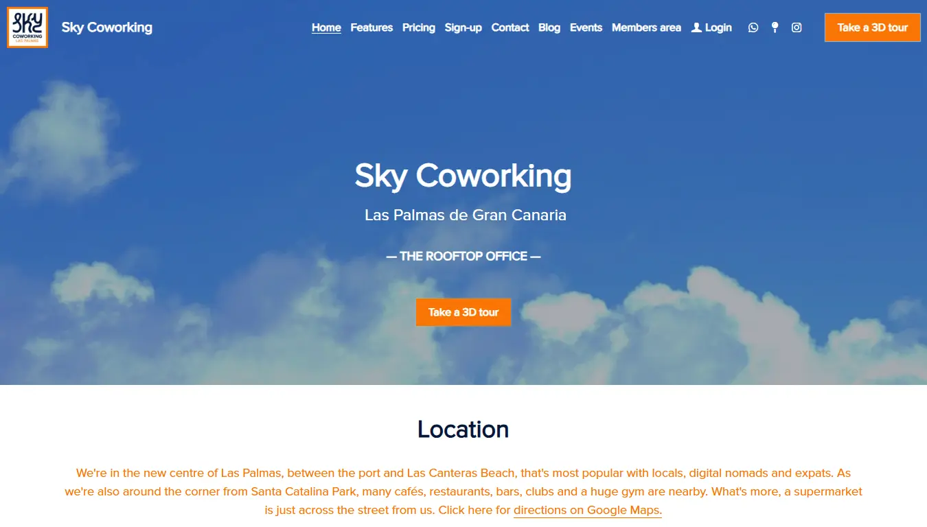 Sky Coworking Home Page