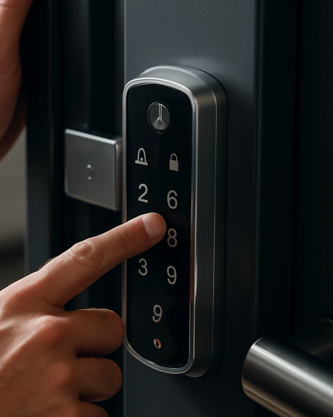 Hand on digital locker
