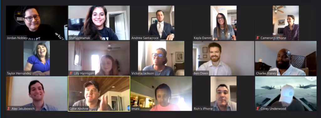 Screenshot of a zoom call.