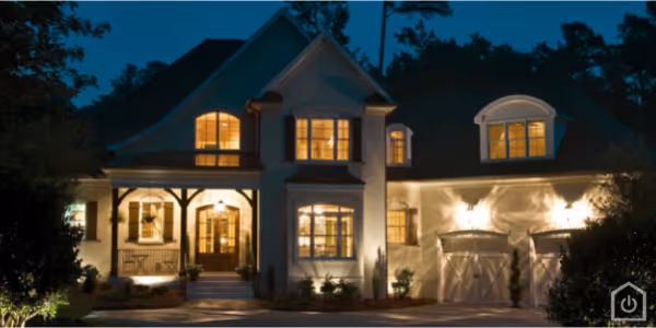 The front of a house at night w