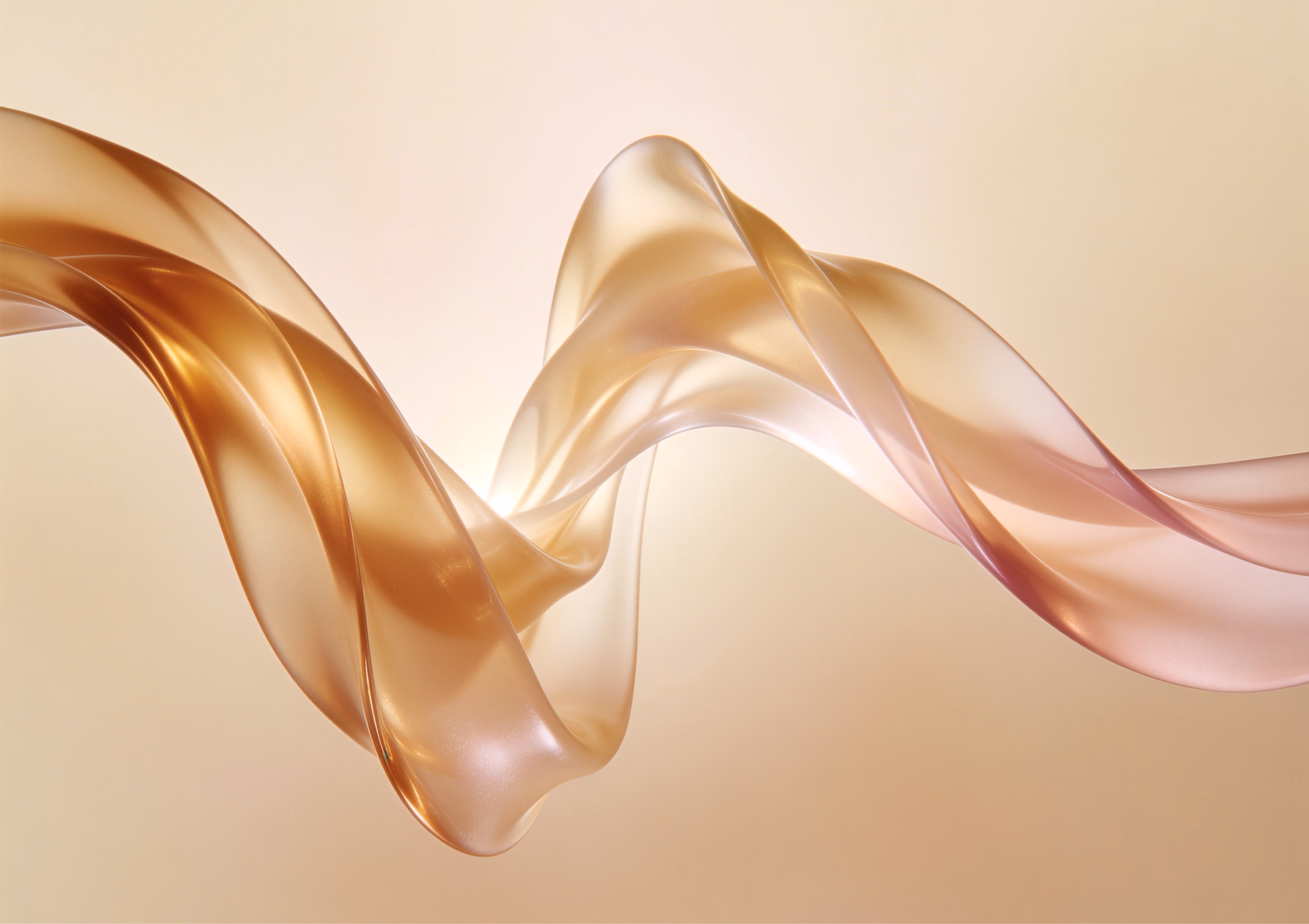 Flowing translucent golden and pink ribbons used in EllaNu brand imagery.
