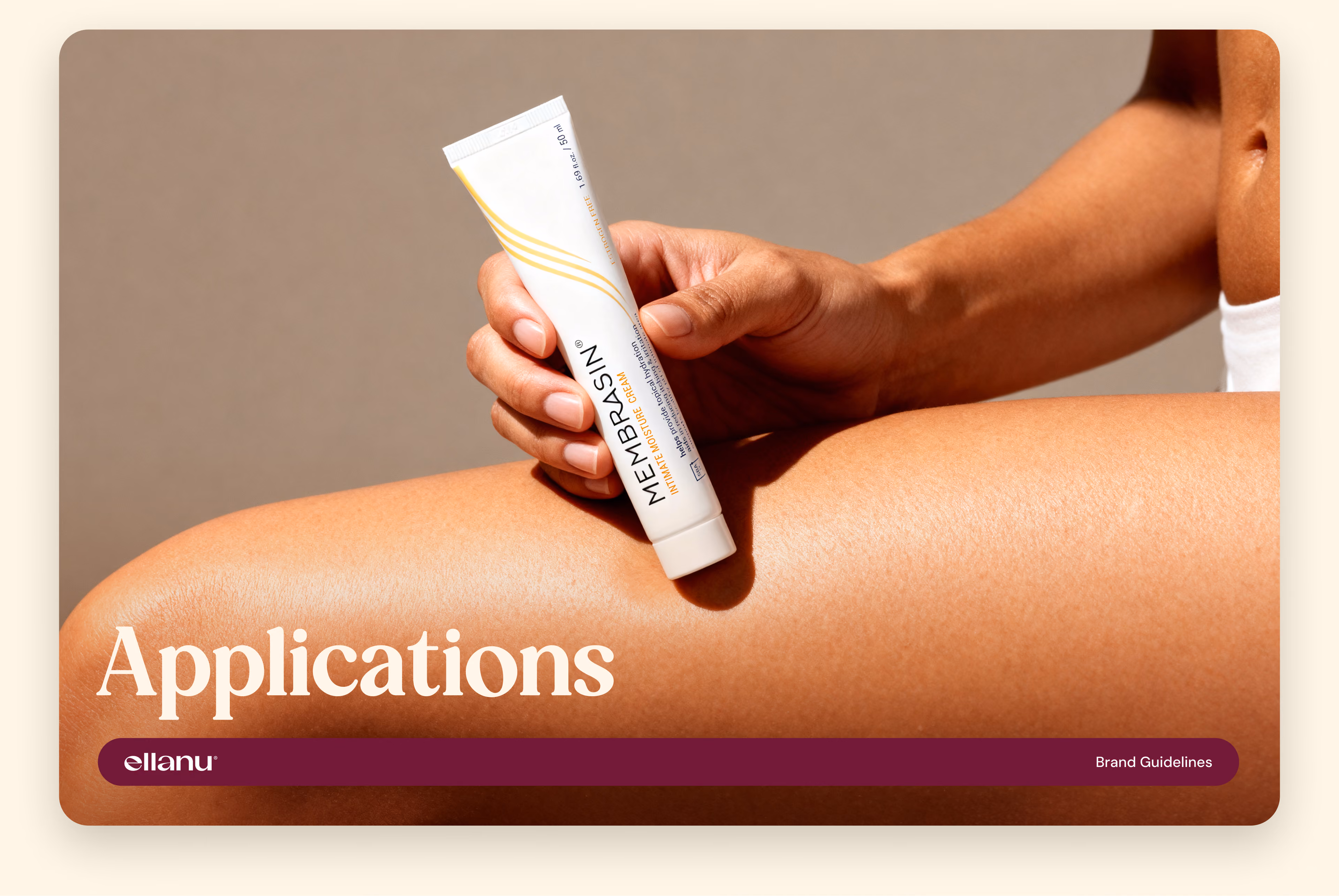 EllaNu brand applications cover featuring a hand holding a product tube.