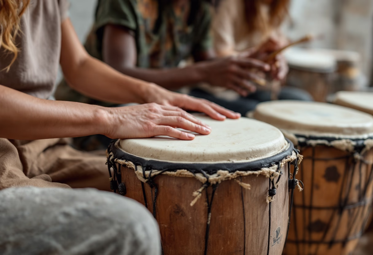 image of drumming class in session