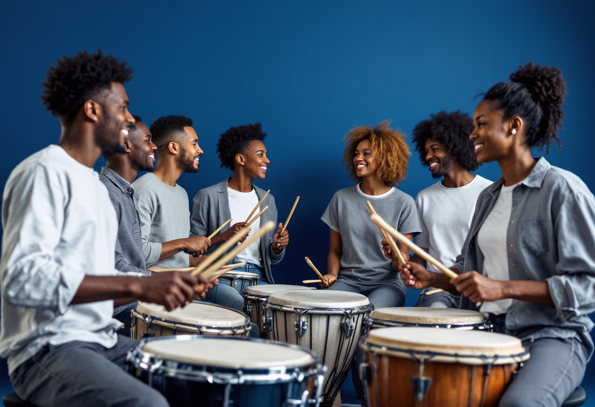image of drumming class in session