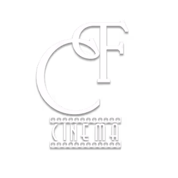 Logo with stylized letters 'CF' above the word 'CINEMA' framed by filmstrip borders on a black background.