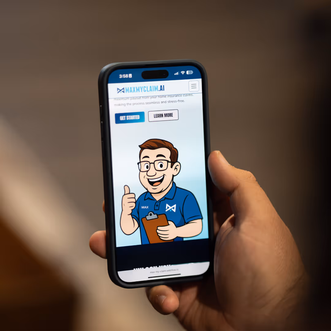max my claim website being viewed on iphone