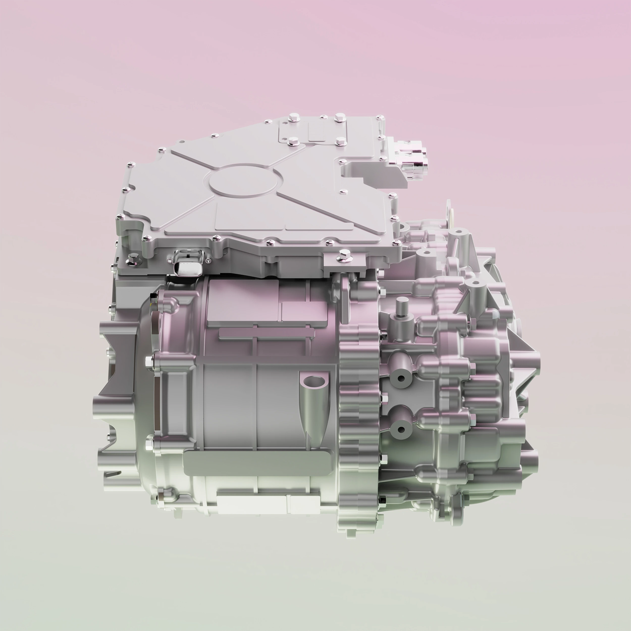 An image of the Wild Trailer's motor (silver metal), bathed in pink light.