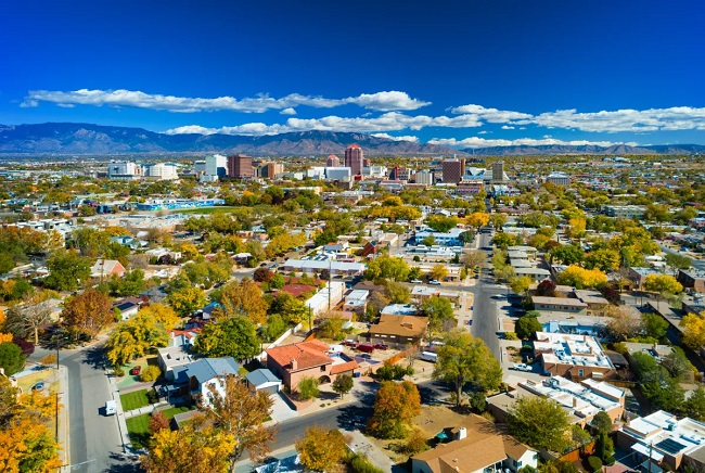 Downtown Albuquerque skyline aerial view