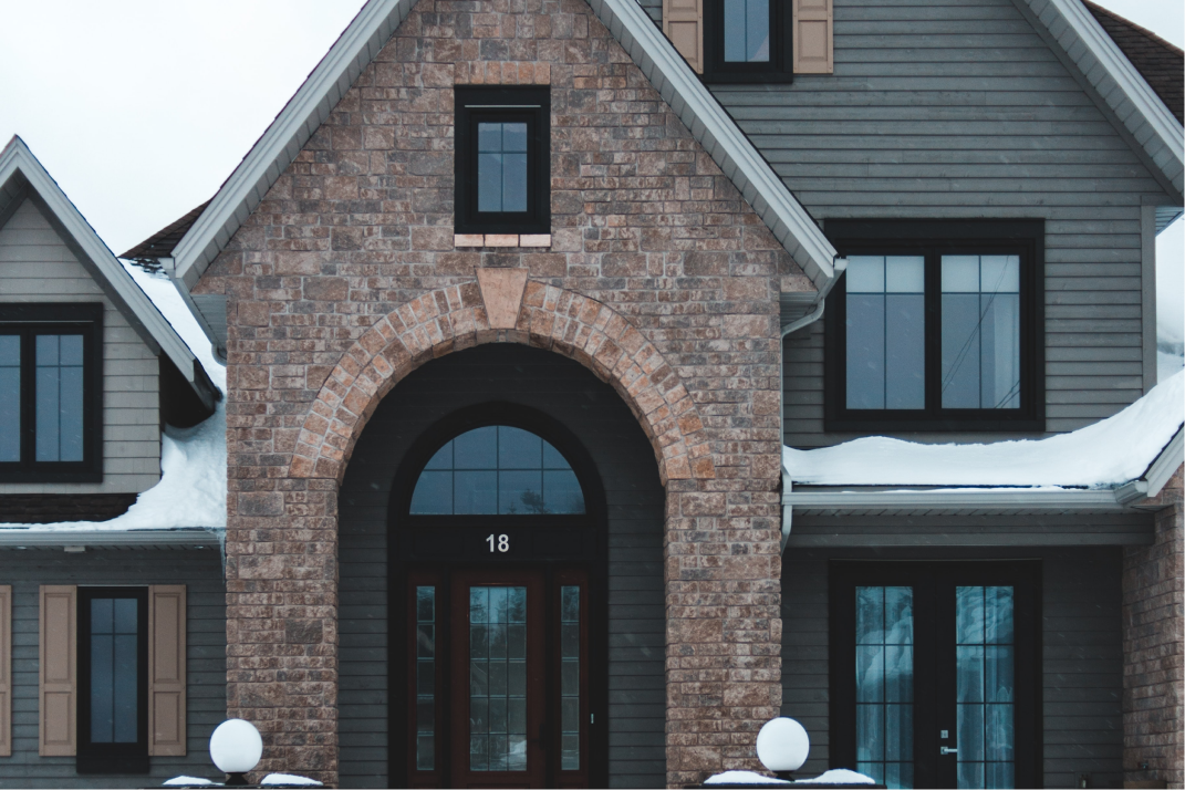 A Midwestern home during a snowy winter