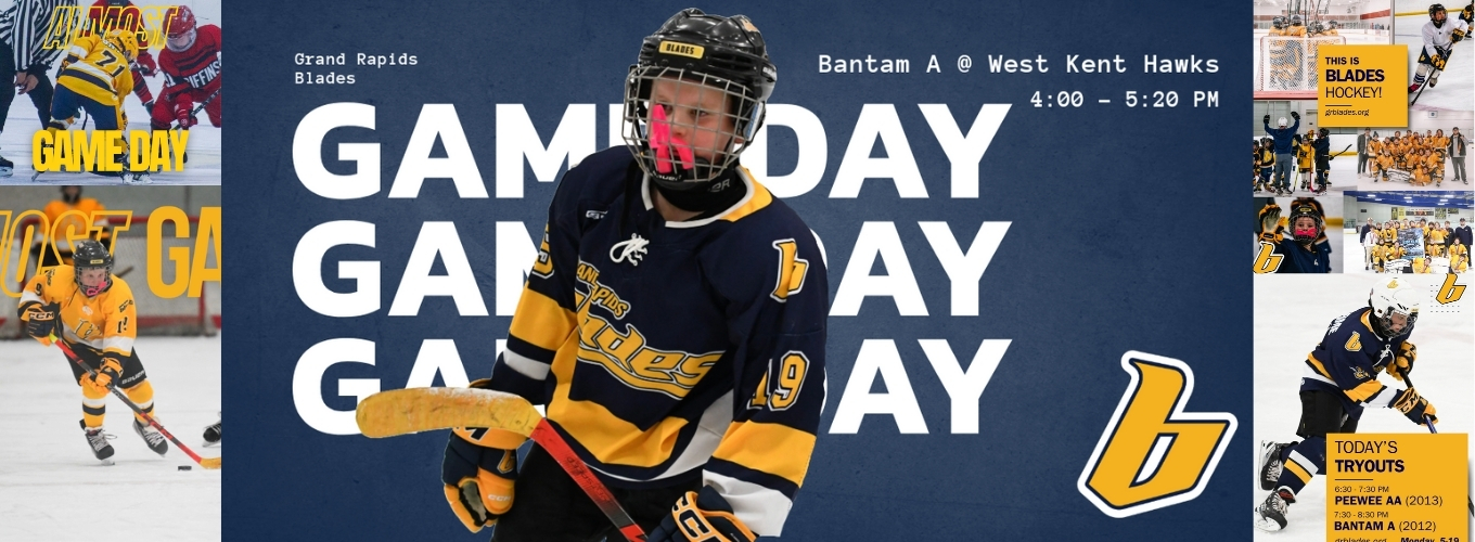 Grid of social media graphics created for the Grand Rapids Blades youth hockey organization