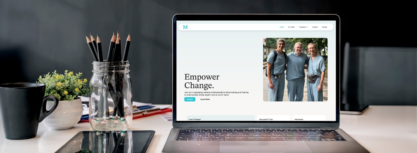 Mockup of the Medical Ambassadors of America website displayed on a laptop screen