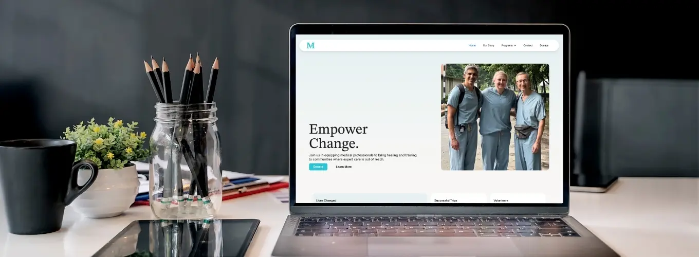 Mockup of the Medical Ambassadors of America website displayed on a laptop screen