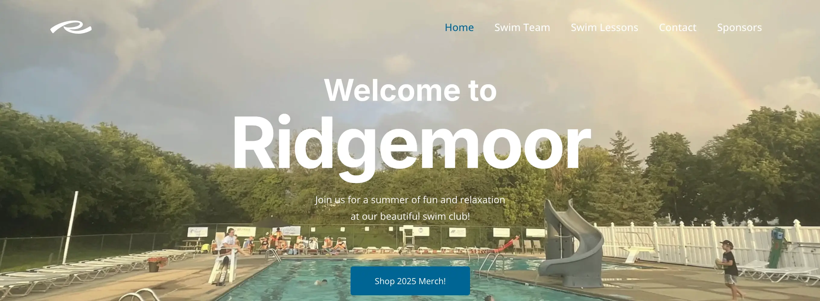 Screenshot of the Ridgemoor Swim Club website homepage designed by SMH Media