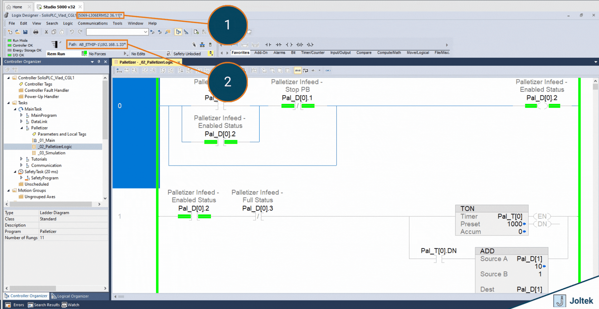 Figure 1 - Connecting an Allen Bradley (Rockwell Automation) PLC to Ignition using RSLogix Studio 5000 and an Ignition Gateway | Validating the Settings on the Rockwell Automation PLC