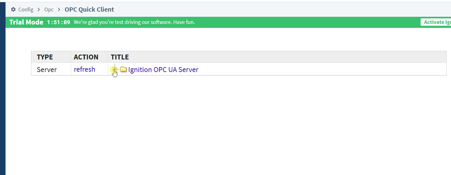 Figure 9 - Connecting an Allen Bradley (Rockwell Automation) PLC to Ignition using RSLogix Studio 5000 and an Ignition Gateway | OPC Quick Client Demonstration for Tag Browsing on Ignition