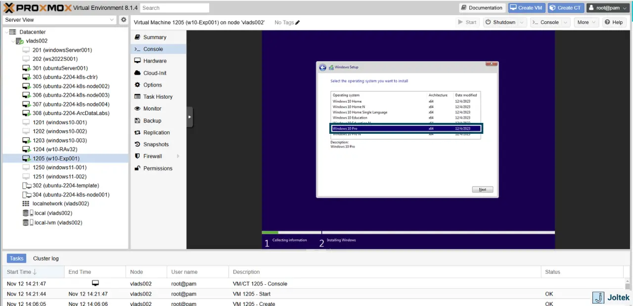 Figure 23 - Step-by-Step Guide Installing a Windows VM on a DELL PowerEdge R730xd with Proxmox | Configuring Windows Type