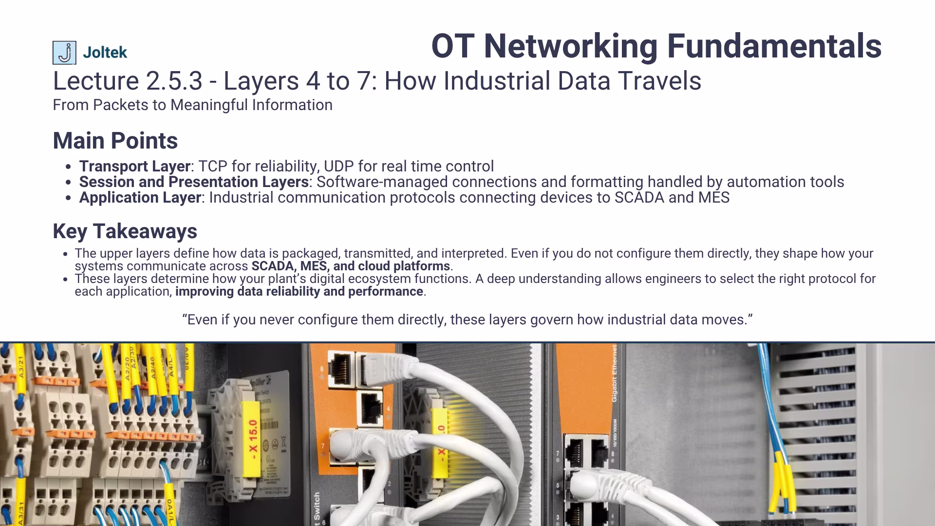 Lecture 2.5.3 - Layers 4 to 7 How Industrial Data Travels