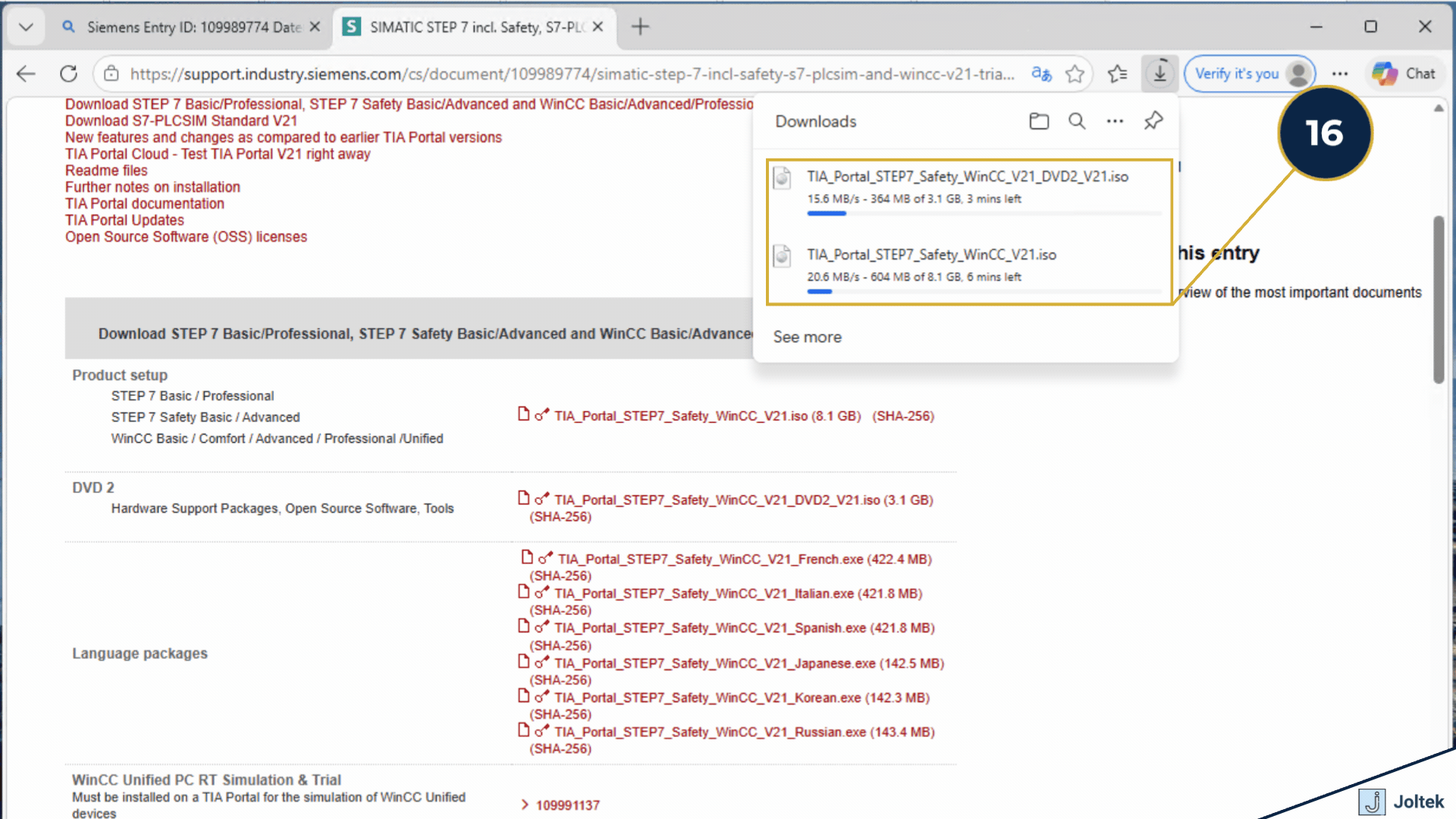 Step 16 - Download and verify that you've got the two files - DVD1 and DVD2.