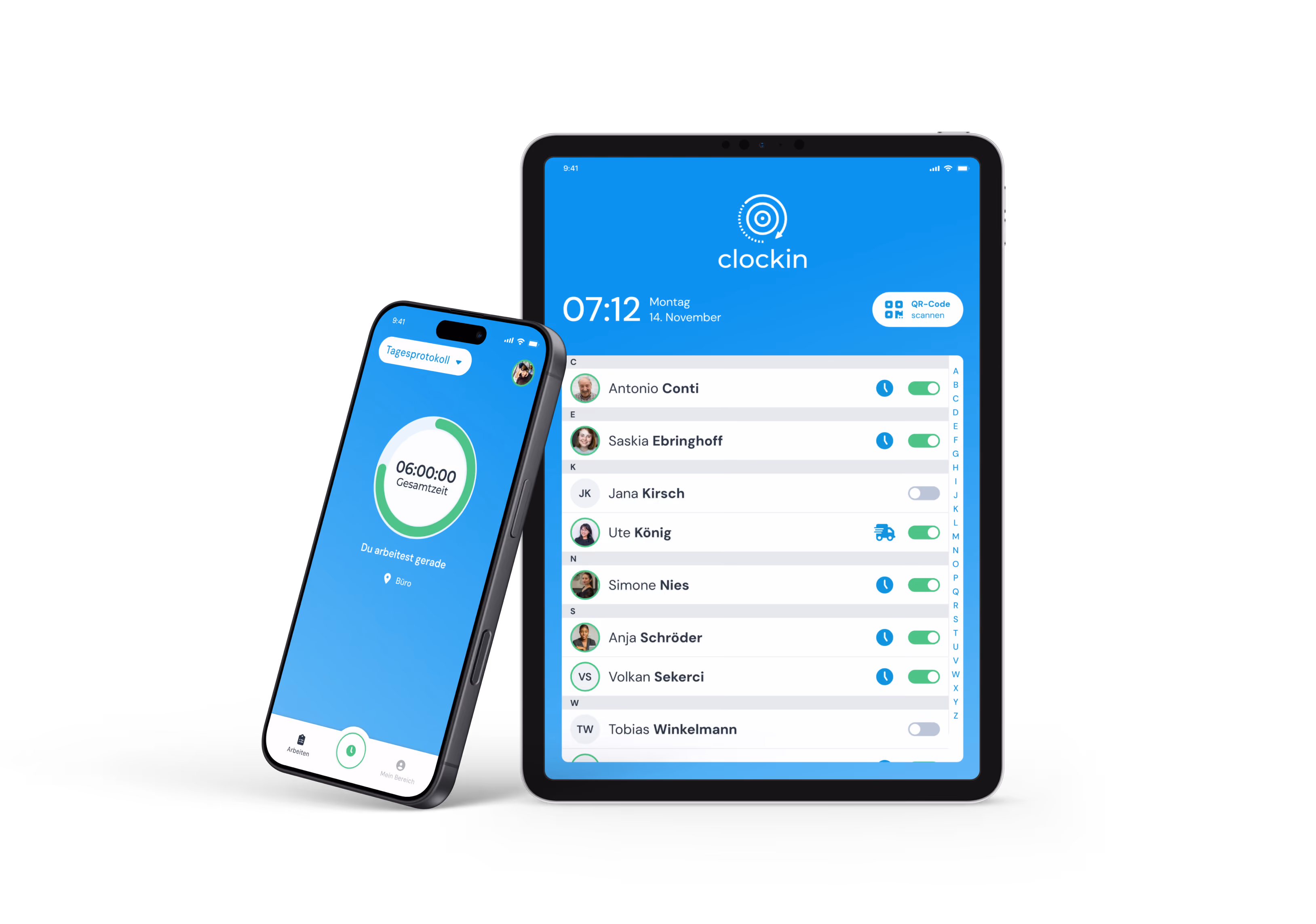 Zeiterfassung mit clockin: Stempeln per Smartphone-App und am Tablet-Terminal im Dentallabor