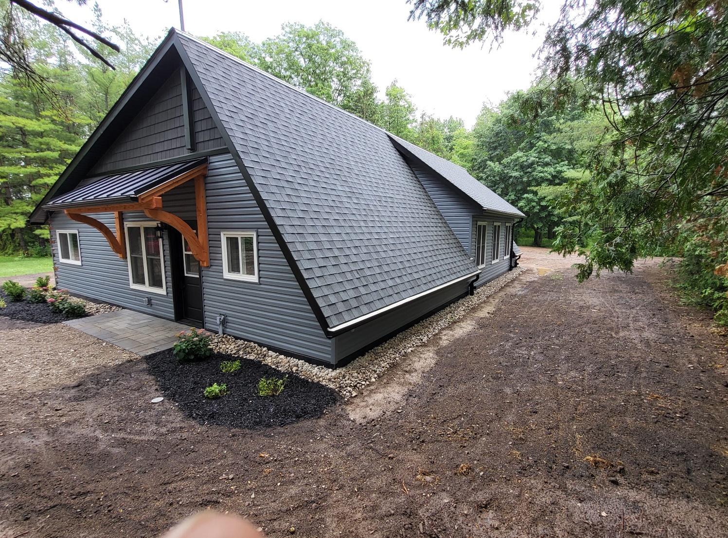 A house with a triangular roof