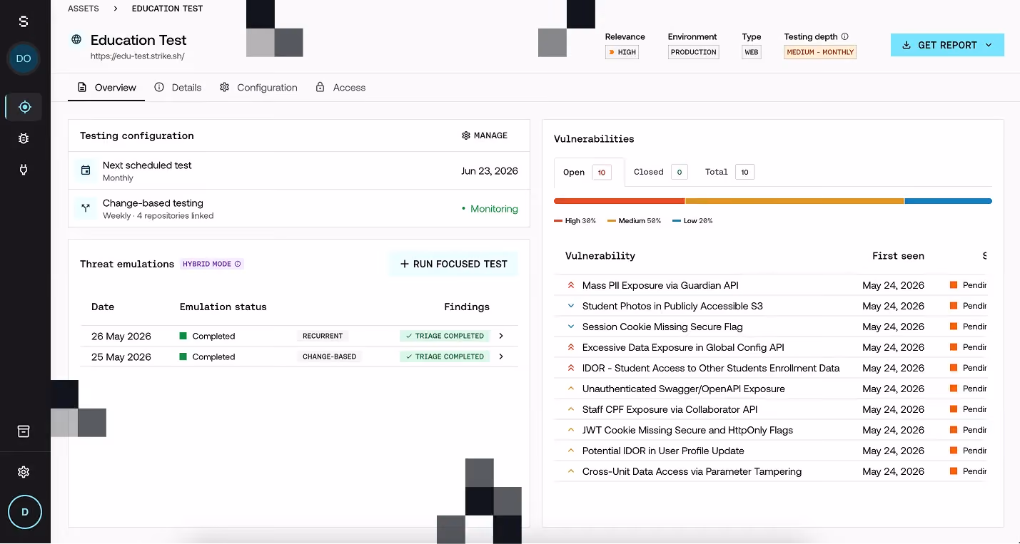Strike platform remediation support hub interface