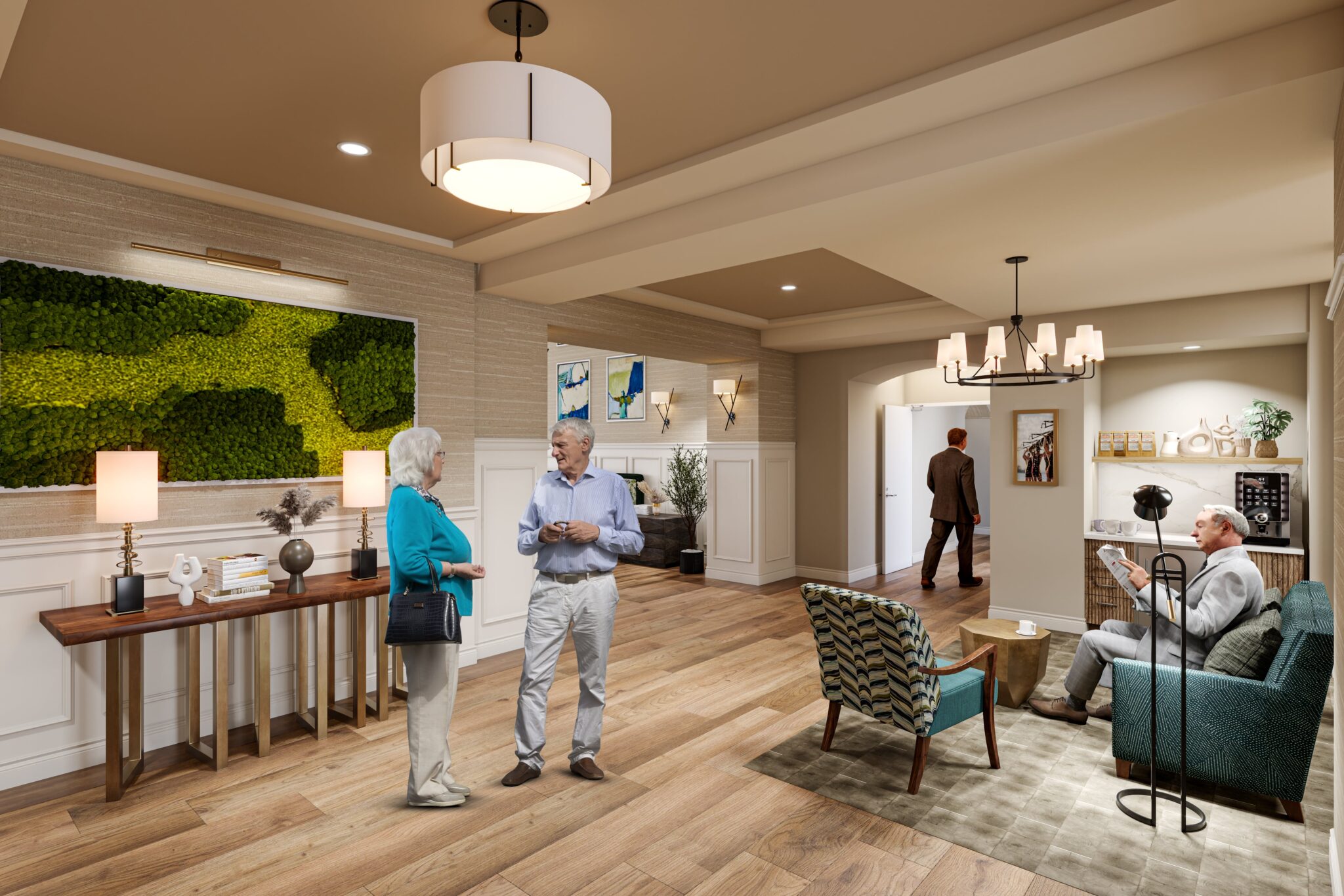 East building reception area renovation rendering