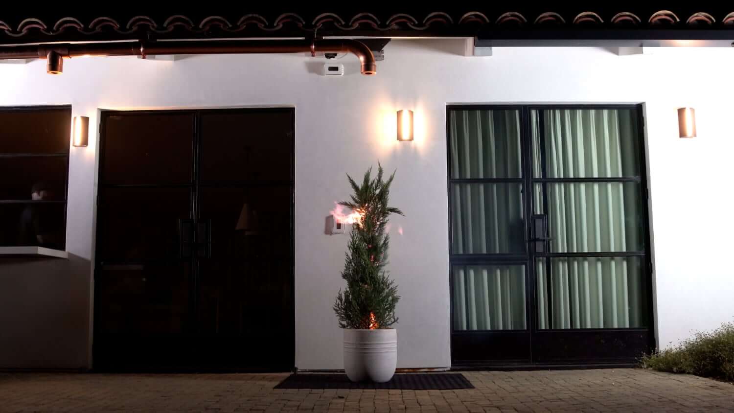 Sonic Fire Tech in action as it puts out a shrub that has caught on fire