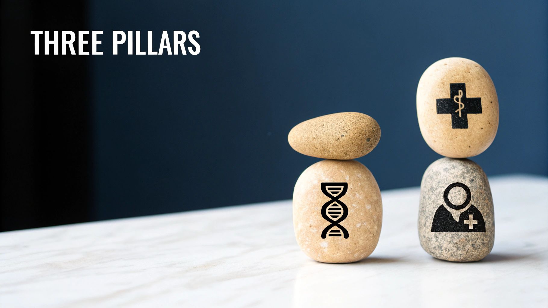 A detailed medical illustration showing the three primary pancreatic cancer treatments: surgery, chemotherapy, and radiation.