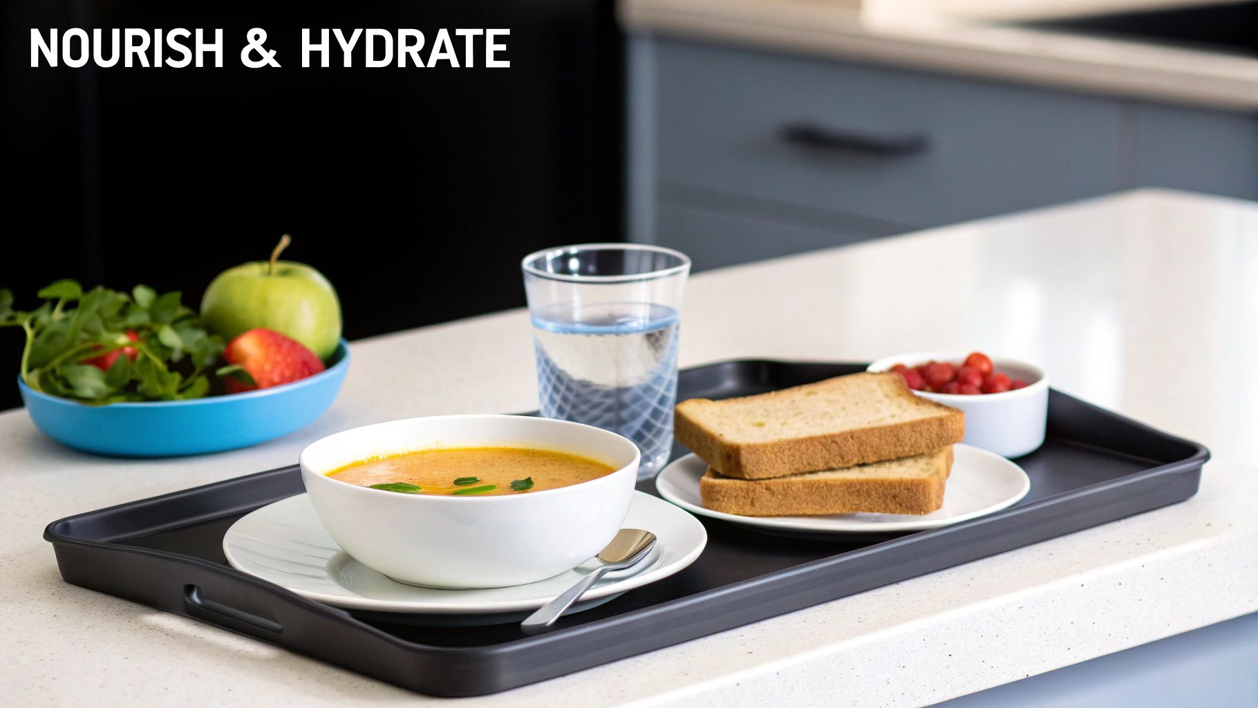 A bowl of fresh, colorful salad with grilled chicken, representing a nutrient-rich meal to support the body during chemotherapy.