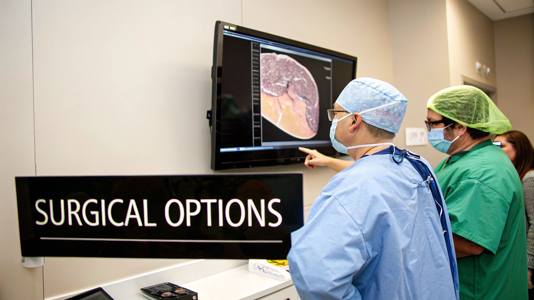 Surgeon in an operating room performing a complex procedure.