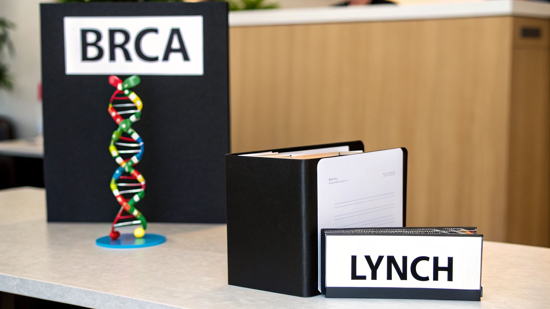 A doctor explains genetic results to a patient.