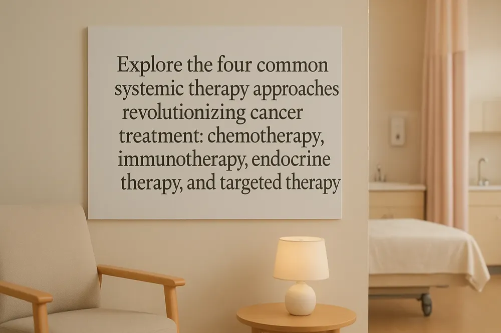 Explore the four common systemic therapy approaches revolutionizing cancer treatment: chemotherapy, immunotherapy, endocrine therapy, and targeted therapy.