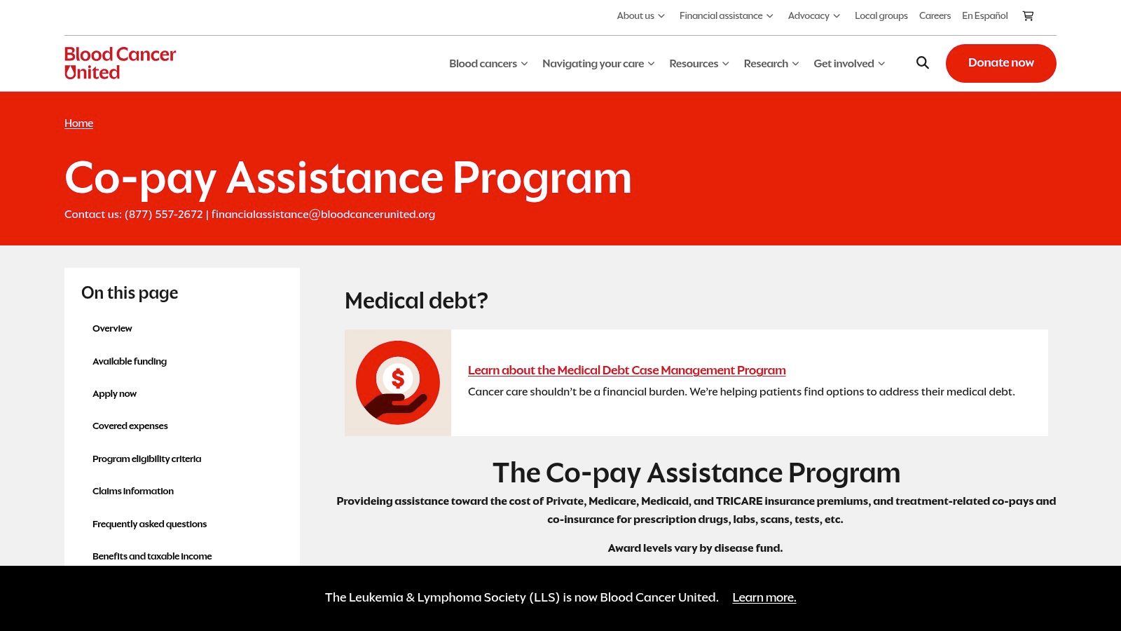 Leukemia & Lymphoma Society (LLS) – Financial Support Portfolio