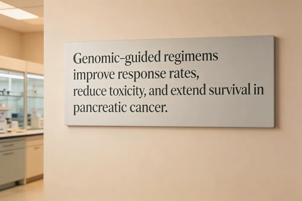 Genomic‑guided regimens improve response rates, reduce toxicity, and extend survival in pancreatic cancer.