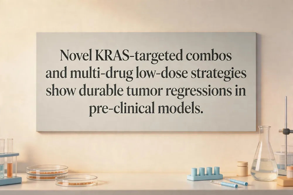 Novel KRAS‑targeted combos and multi‑drug low‑dose strategies show durable tumor regressions in pre‑clinical models.