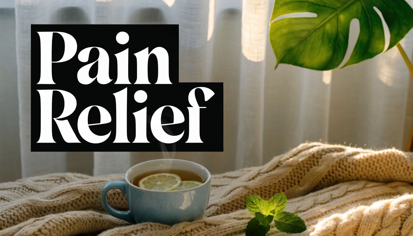 A warm cup of herbal tea with lemon, resting on a soft cozy knit blanket for relaxation.