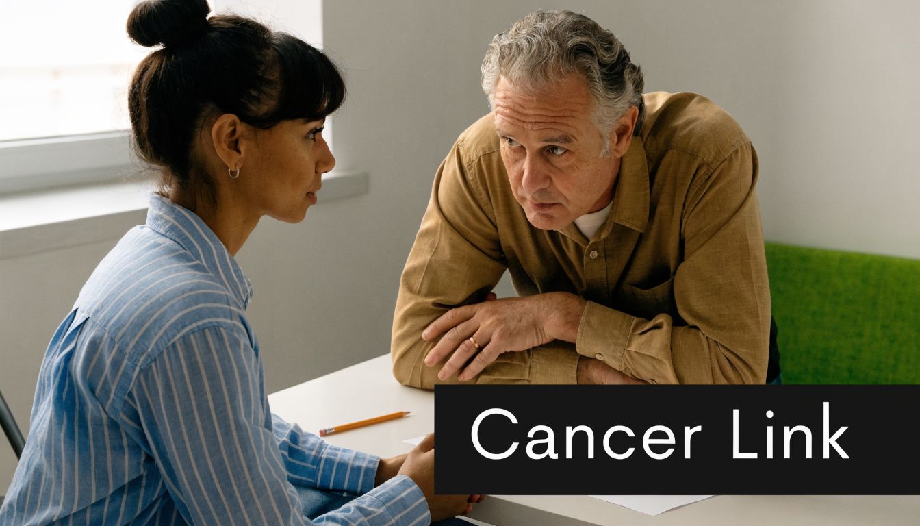 A concerned patient having a serious conversation about their health with a medical professional at a desk.