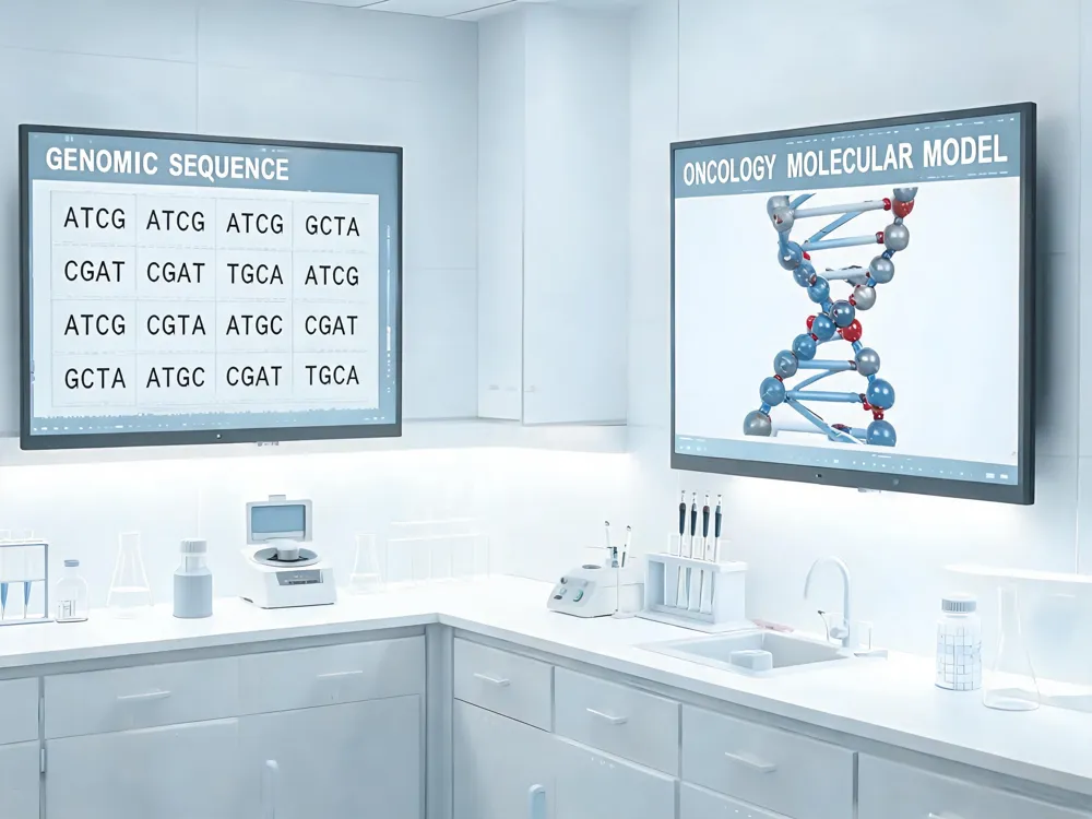 AI‑driven drug discovery screens genomic and chemical libraries to design inhibitors for difficult targets like KRAS‑G12D, accelerating development of personalized therapies for pancreatic cancer.