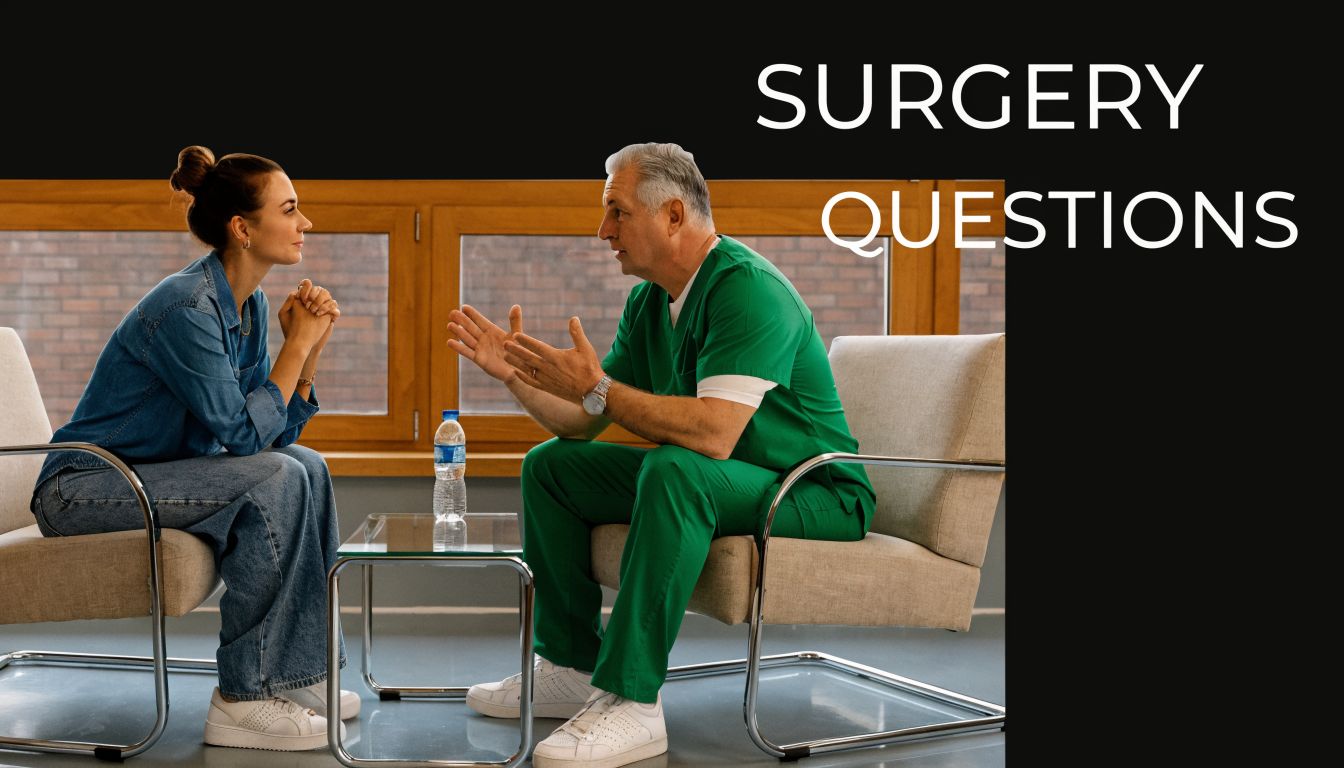 A female patient sitting and listening to her male surgeon explaining a procedure in an office.