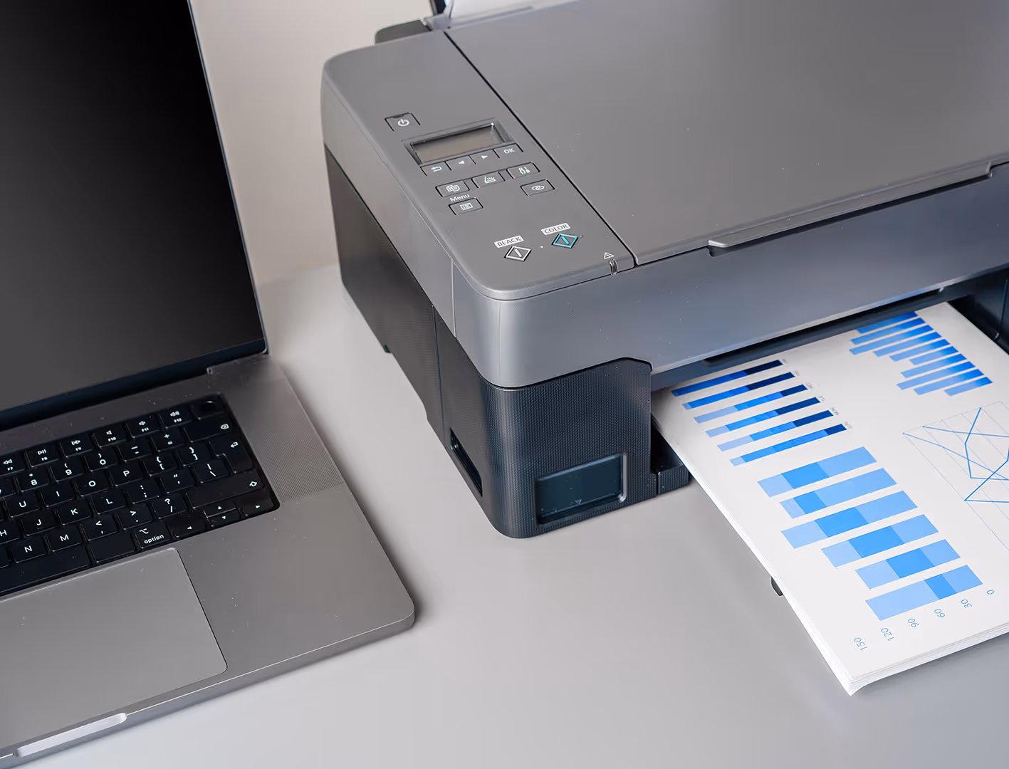 printer and laptop