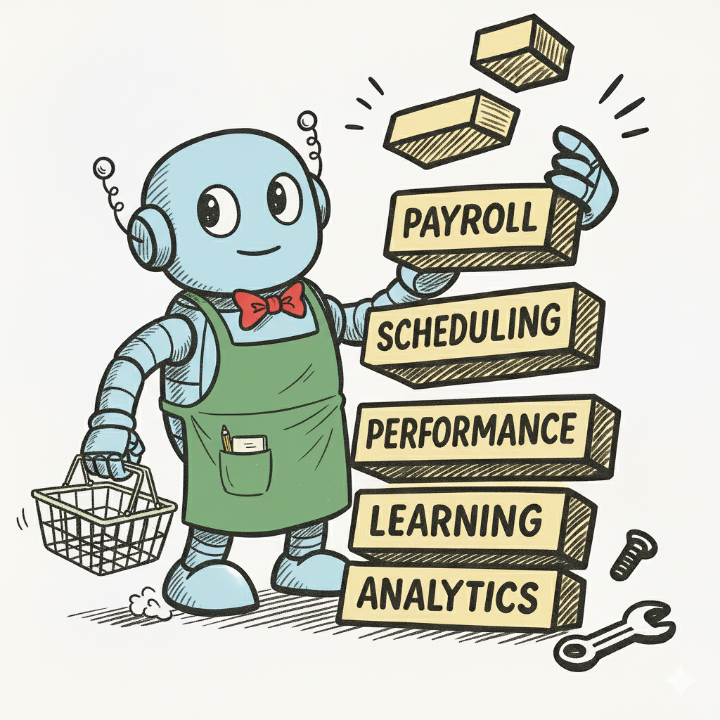 Retail HR leader reviewing workforce management and performance systems to improve store operations.