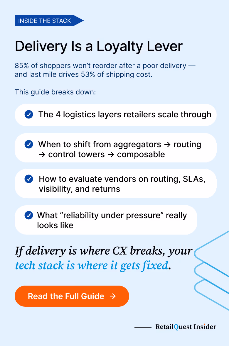 Guide to choosing retail logistics tech: aggregators, routing, dispatch, control towers.