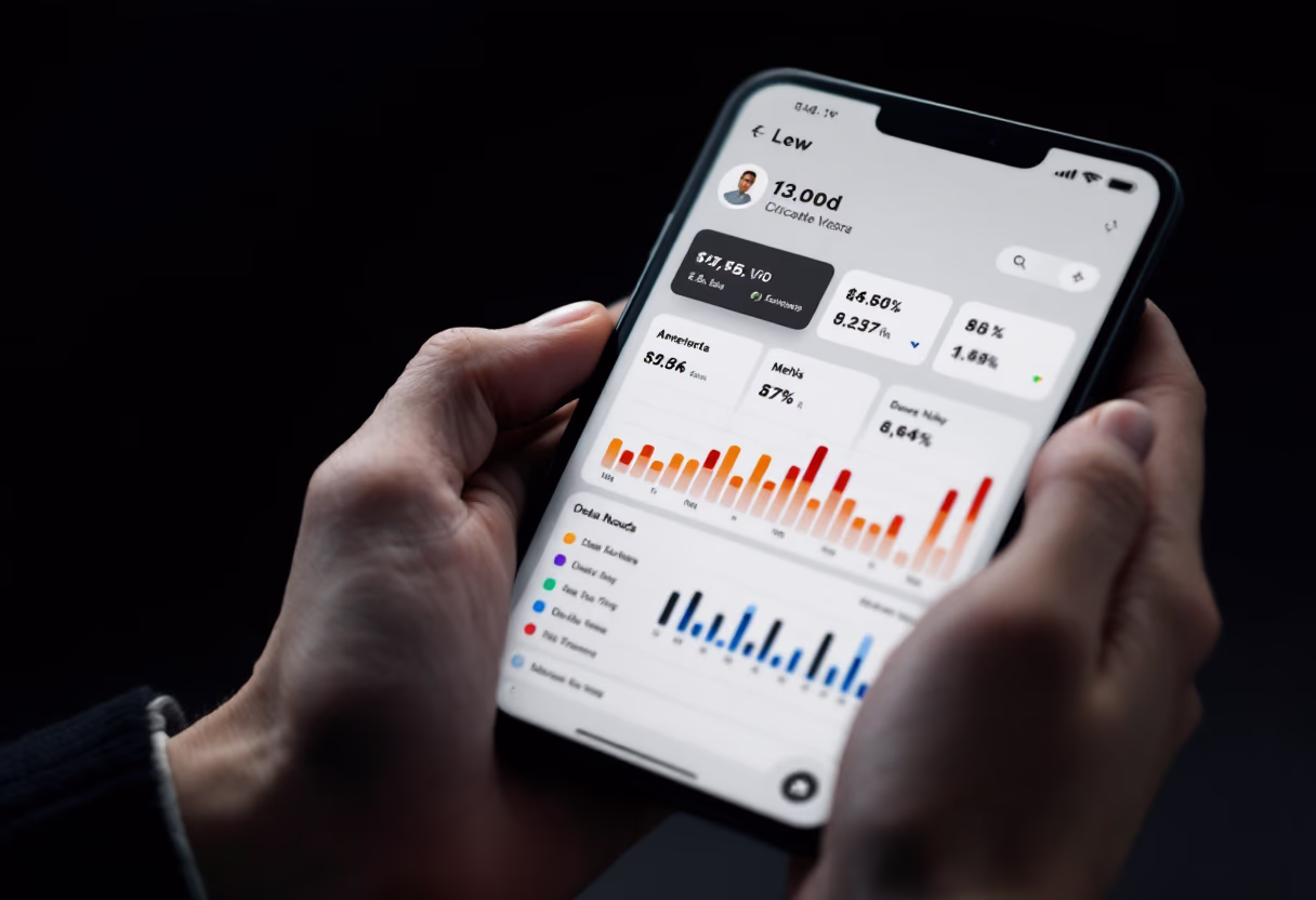 [interface] image of software dashboard integration (for a legal tech), on mobile device in user's hand