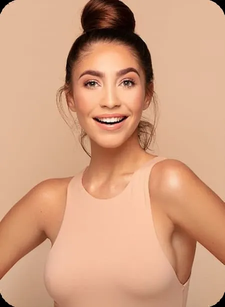 a woman with a bun in her hair